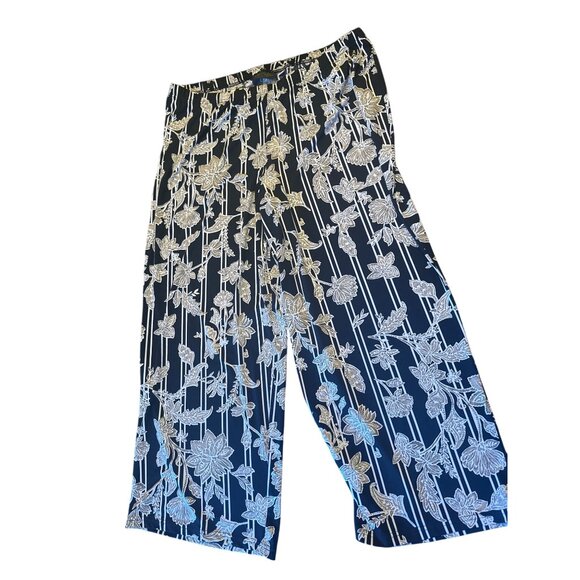 Bob Mackie Wearable Art 1XP Floral Stripe Pants - Picture 1 of 6